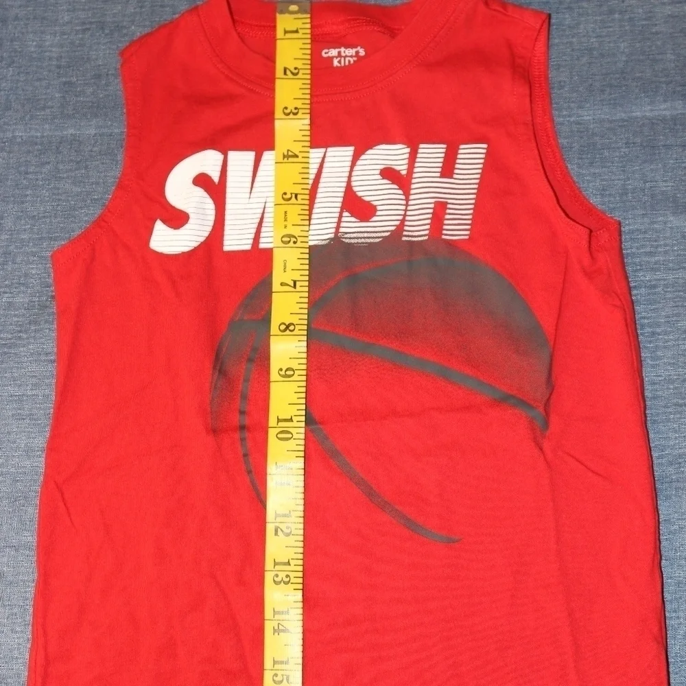 CARTER'S Boys Sleeveless Tshirt Bundle, Gray and Red
